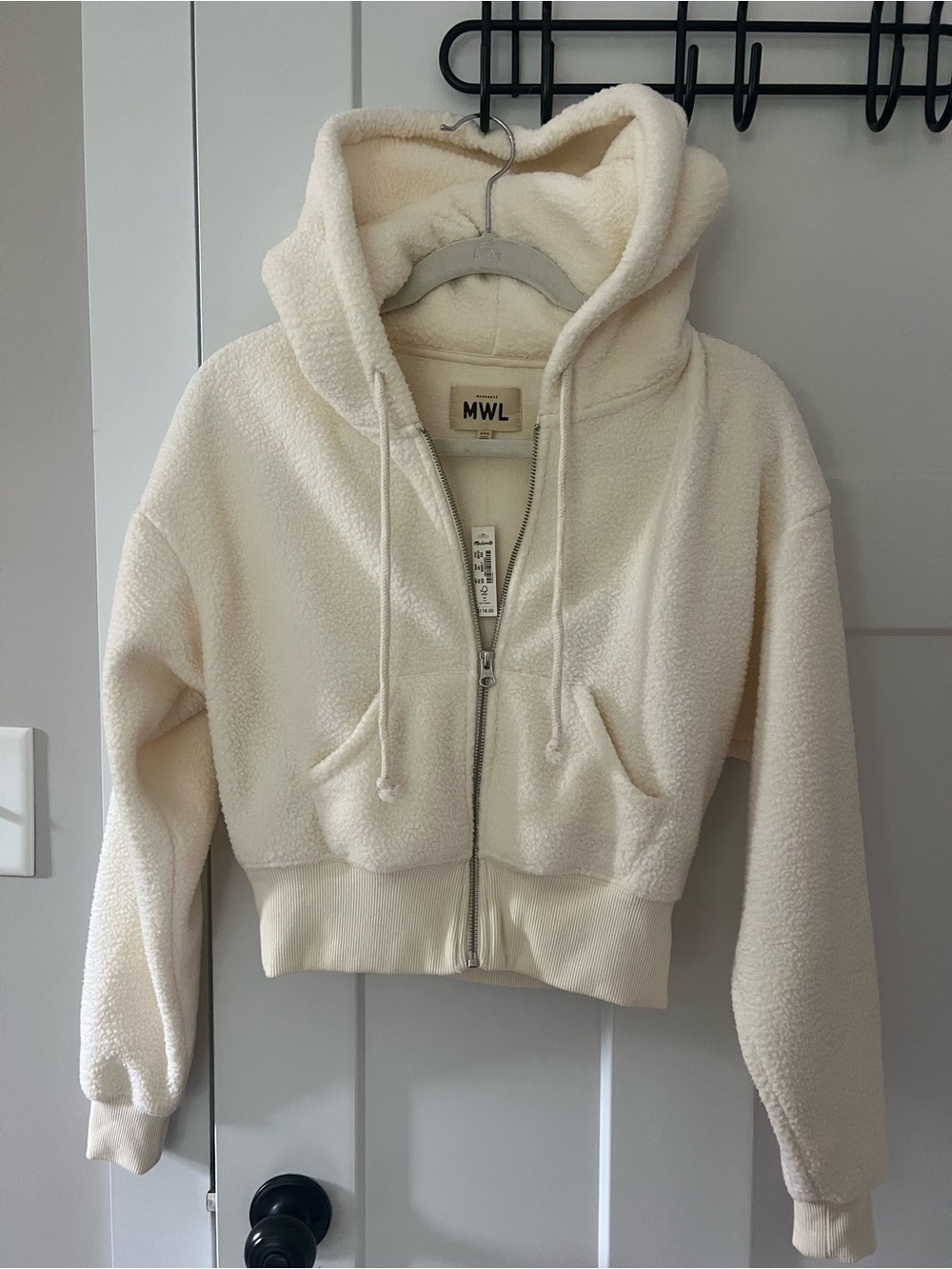 Madewell Cream Sherpa Zip-Up Hoodie XXS NWT